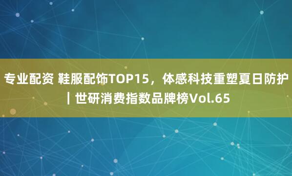 专业配资 鞋服配饰TOP15，体感科技重塑夏日防护｜世研消费指数品牌榜Vol.65